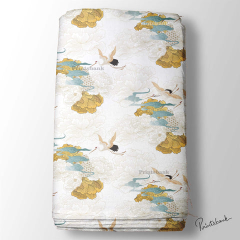 Bird Japanese Printed Fabric For Boutique Dress Material