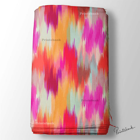 Multi Colour Ikat Digital Printed Fabric Wholesale Market