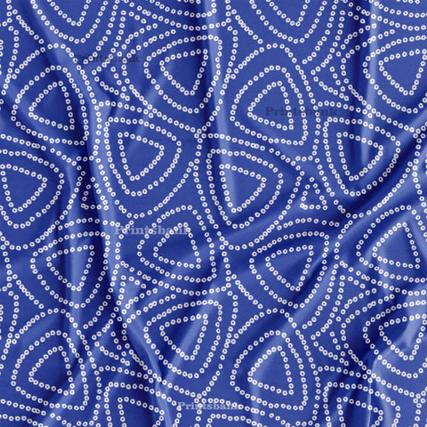 Blue Bandhani Fabric For Lehenga