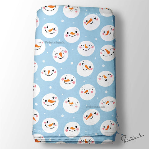 Ice Blue Christmas Digital Printed Fabric For Kid's Dress