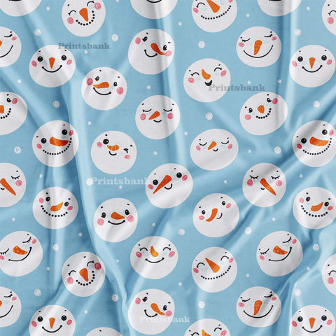 Ice Blue Christmas Digital Printed Fabric For Kid's Dress