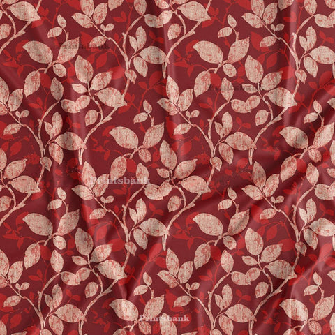 Dark Maroon Floral Digital Printed Fabric For Dress Material Online