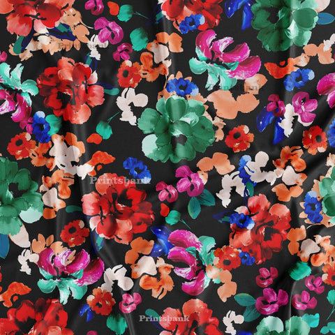 Dark Blooming Floral Digital Printed Fabric Manufacturer In India