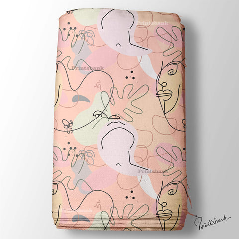 Peach Pink Designer Printed Boutique Fabric Online Market