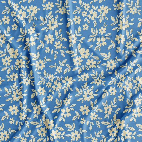 Blue White Floral Fabric For kids Dresses Online