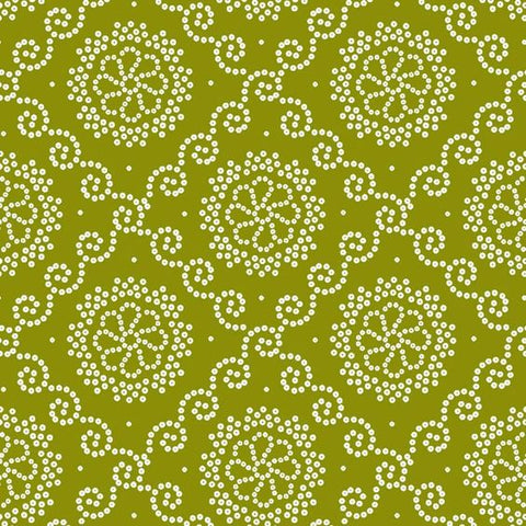 Mehndi Green Floral Bandhani Digital Printed Fabric Material