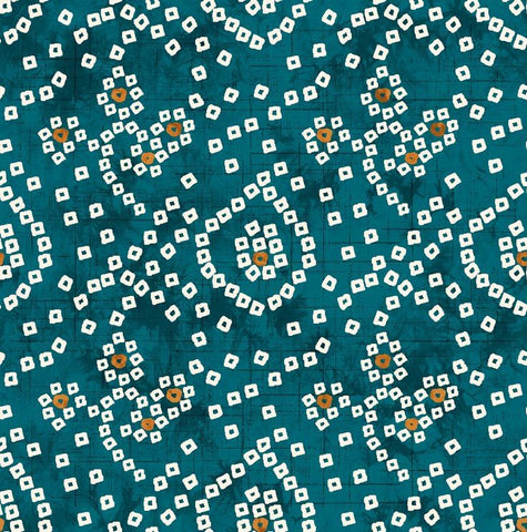 Teal Blue Bandhani Digital Printed Fabric Material