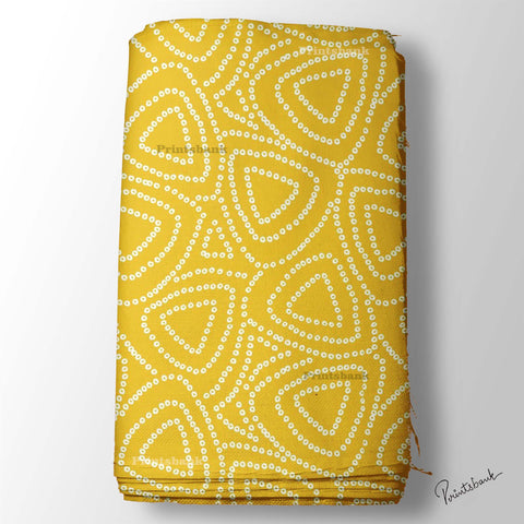 Yellow Bandhani Digital Printed Fabric Material