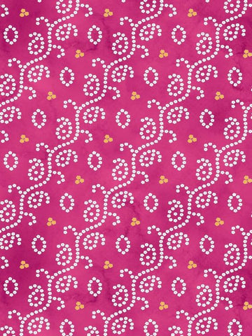 Pink White Bandhani Digital Printed Fabric Material