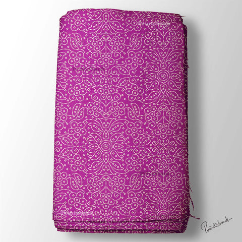 Pink Floral Bandhani Digital Printed Fabric Material