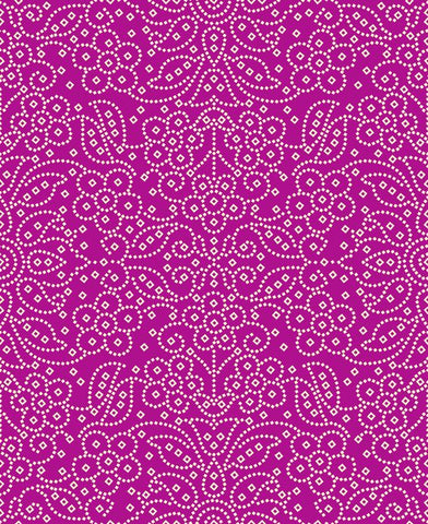 Pink Floral Bandhani Digital Printed Fabric Material