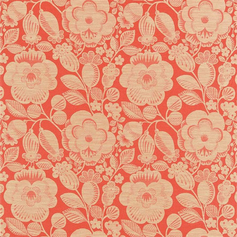 Red Beige Rose Floral Printed Fabric Material