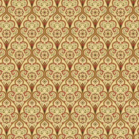 Beige Mughal Jaal Floral Digital Printed Fabric Material