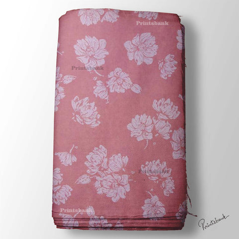 Peach Pink Digital Floral Printed Fabric Material