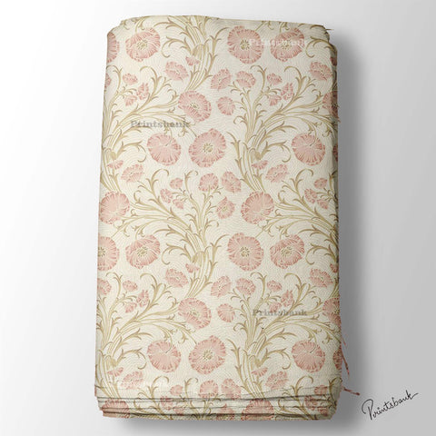 Vintage Pink Floral Digital Printed Fabric Material