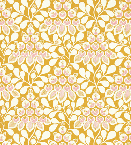 Mustard Yellow Floral Digital Printed Fabric Material