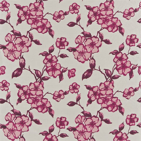 Pink Offwhite Floral Digital Printed Fabric Material