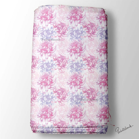 Pink Levender shaded Floral Printed Fabric Material