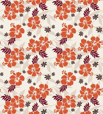 Offwhite Base Orange Floral Printed Fabric Material