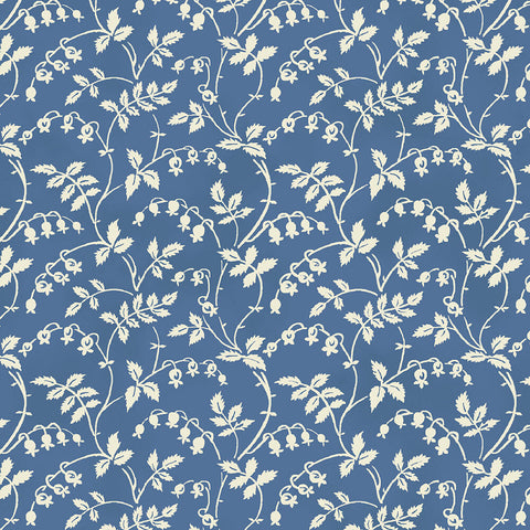 Blue White Floral Jaal Printed Fabric Material