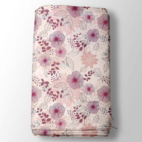 Purple Pink Lavender Floral Printed Fabrics Cloth