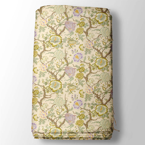 Tree Pichwai & Floral Printed Fabric Pattern