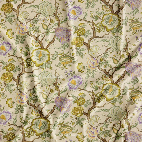 Tree Pichwai & Floral Printed Fabric Pattern