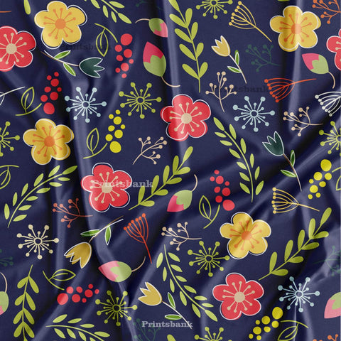 Cute Voilet Soft Floral Printed Fabrics Online