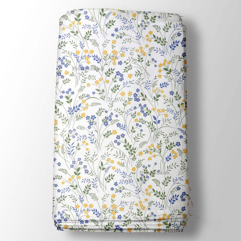 White Mini floral digital Printed Fabric