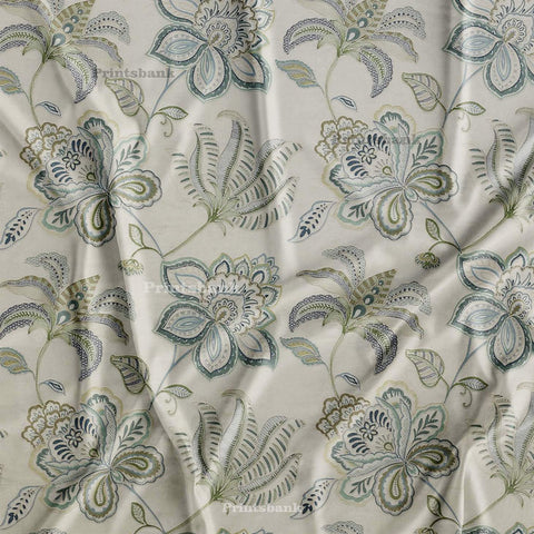 Beige Vintage Floral Jaal Digital Printed Fabric Soft and Comfortable