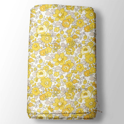 Yellow Floral Soft and Comfortable Digital Printed Fabric