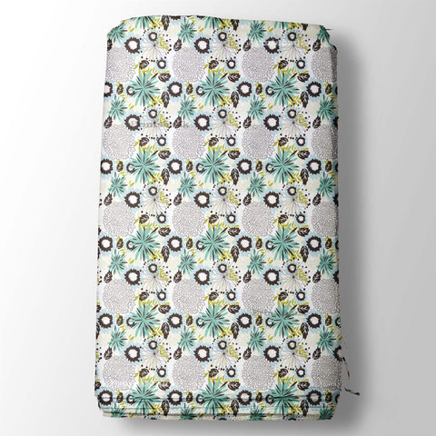 Tropical Floral Pattern Off White Digital Printed Fabric