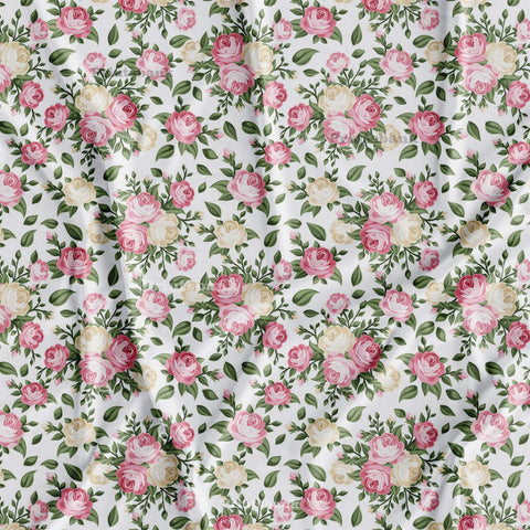 Pink Mini Rose Bunch Floral Print Soft & Comfortable Fabric