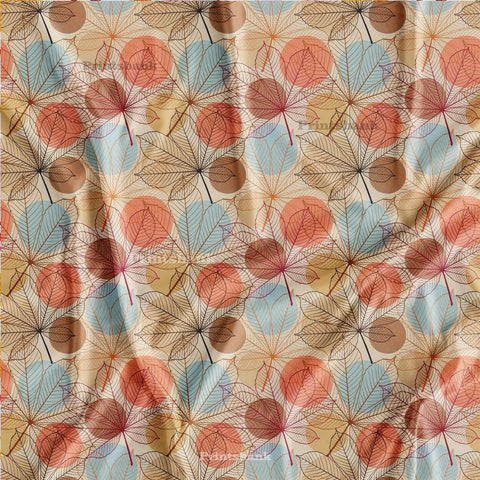 Autumn Colorful Leaves Digital Printed Fabric