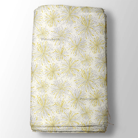 Fine Line Wind Floral Digital Printed Cream Fabric