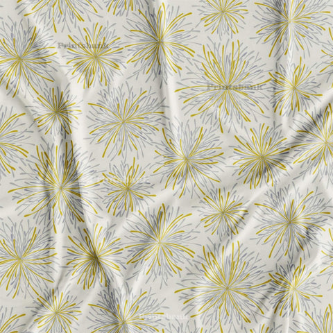 Fine Line Wind Floral Digital Printed Cream Fabric