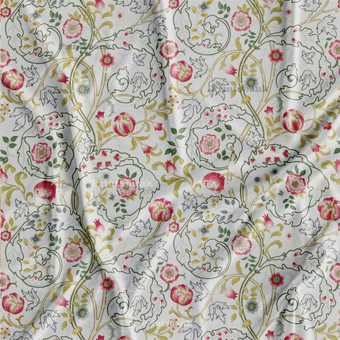 Vintage Floral Jaal Quality Cream Fabric For Dresses