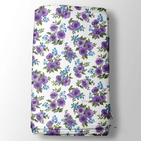 White Lavender Floral Digital Printed Fabric Wholesale Price