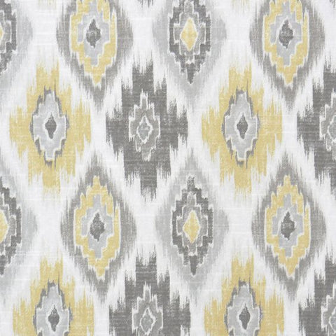 White Yellow Ikat Digital Printed Fabric Material