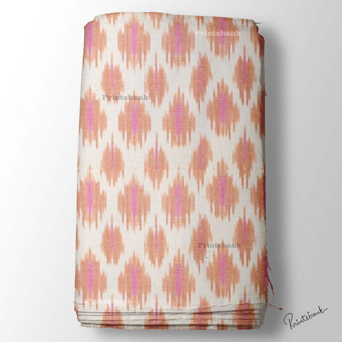 Peach Pink Ikat Digital Printed Fabric Material