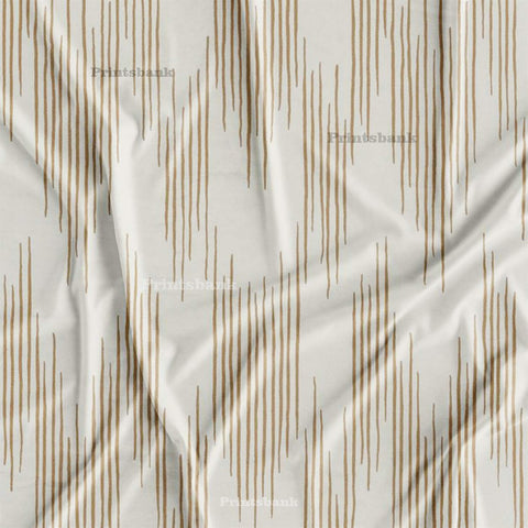 Beige & Brown Ikat Digital Printed Fabric