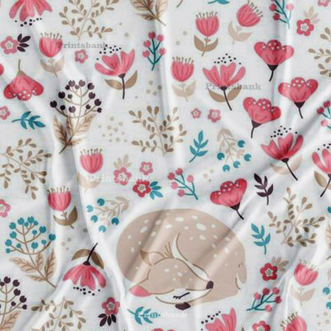 White and Pink Kid's Printed Fabric