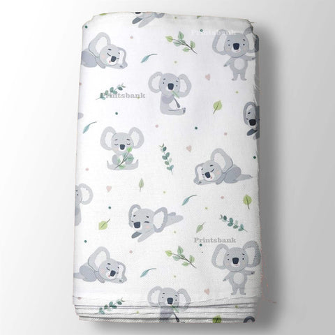 Snow White and Gray Kid's Printed Fabric