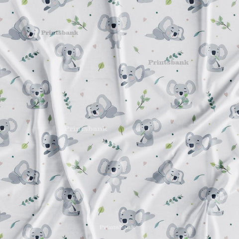 Snow White and Gray Kid's Printed Fabric