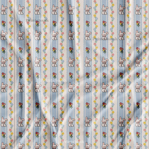 Stripe Floral Kid's Digital Printed Fabric