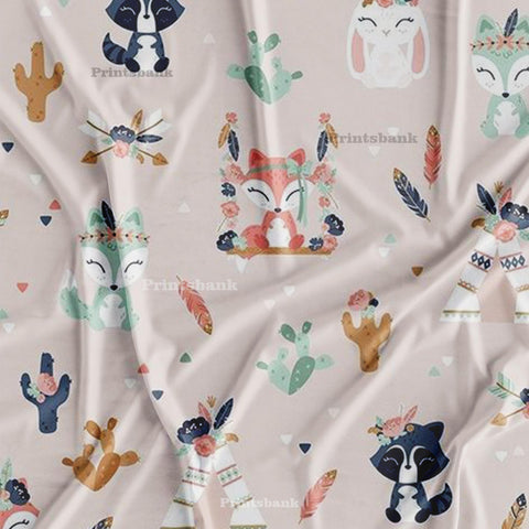 Cat & Fox Cute Printed Fabric Online Wholesale