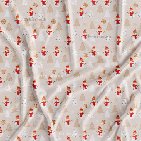 Baby Print Snow Man Christmas tree Fabric