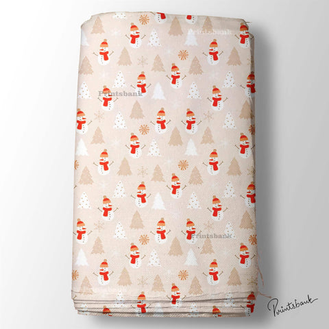 Baby Print Snow Man Christmas tree Fabric