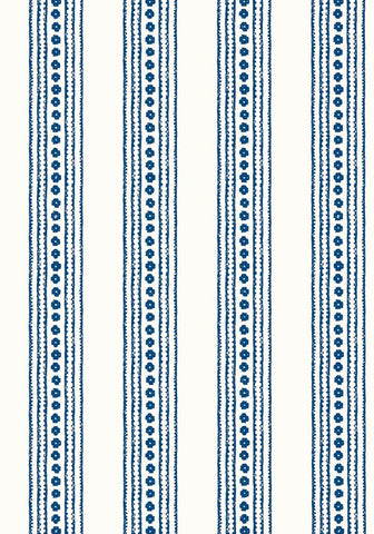 White Blue color Stripe Printed Fabric Material