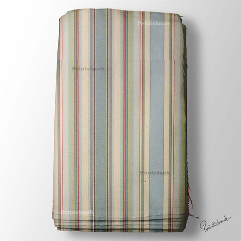 Beige Gray Multi shade Stripe Printed Fabric Material